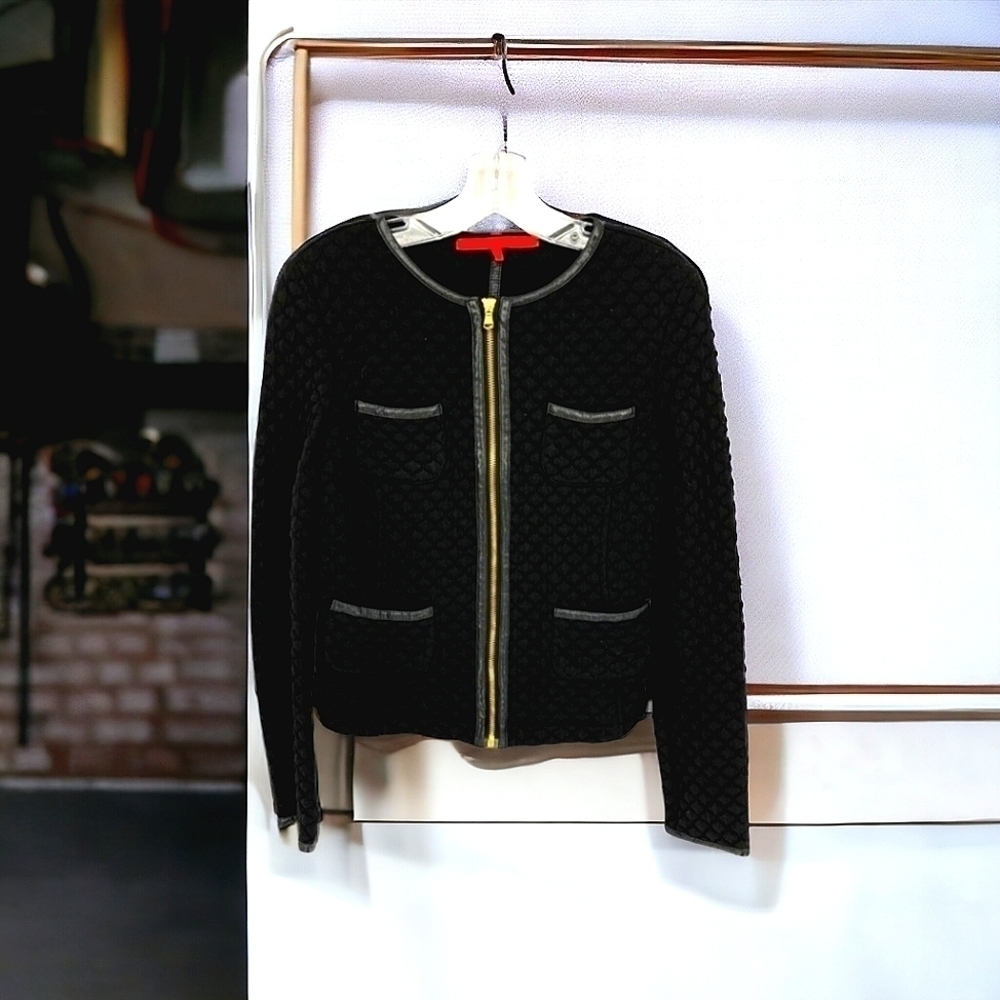 Anthropologie La Fee Jacket Womens Maraboutee Quilted Black Zip